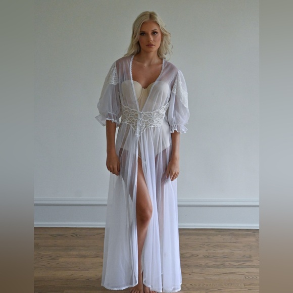 Top Half Robe Intimates & Sleepwear | Vintage Sheer Robe With Half Puff Sleeve | Poshmark